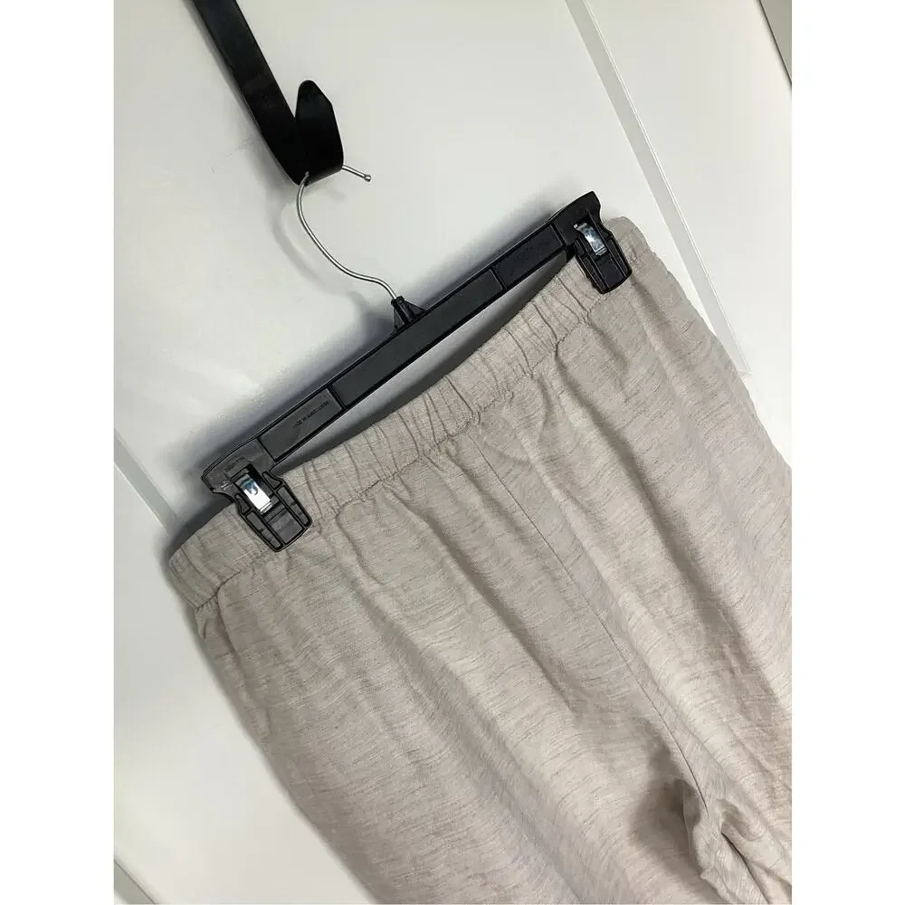 Aritzia Wilfred Women's Linen Wide-Leg Pants Drawstring Summer Beige Size Large